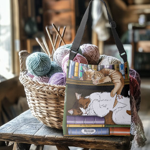 Sac Ajustable Illustration d'une étagère à livres avec des chats