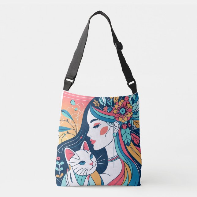 Sac Ajustable Illustration graphique de Cat Lady (Devant)