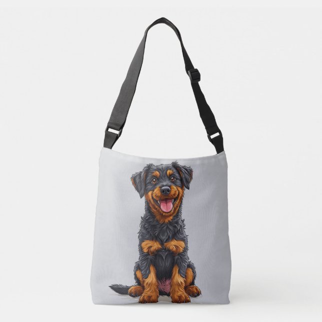 Sac Ajustable Illustration joyeuse d'un chien noir et feu (Devant)