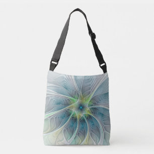 Sac Ajustable Imaginaire fleuri Moderne Bleu Vert Fractal Fleur