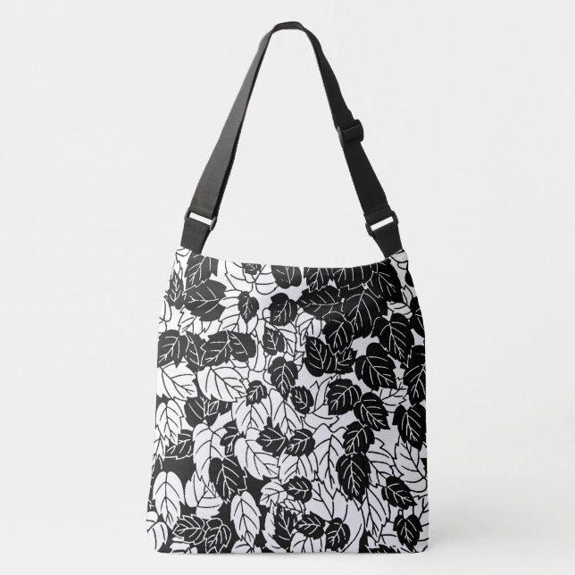 Sac Ajustable Impression feuille japonaise, noir et blanc (Devant)