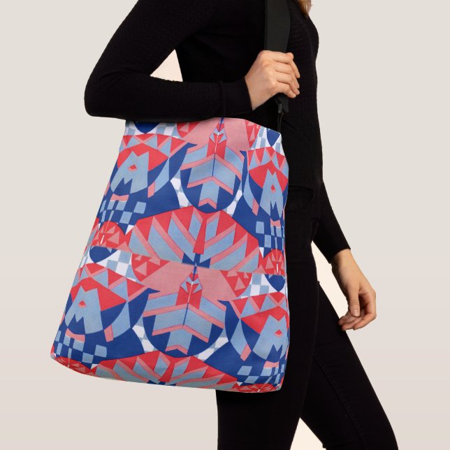 Sac Ajustable imprimé abstrait rouge blanc et bleu #1 (De près)