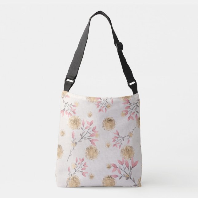 Sac Ajustable Imprimé de fleurs roses dispersées parmi des éclab (Devant)