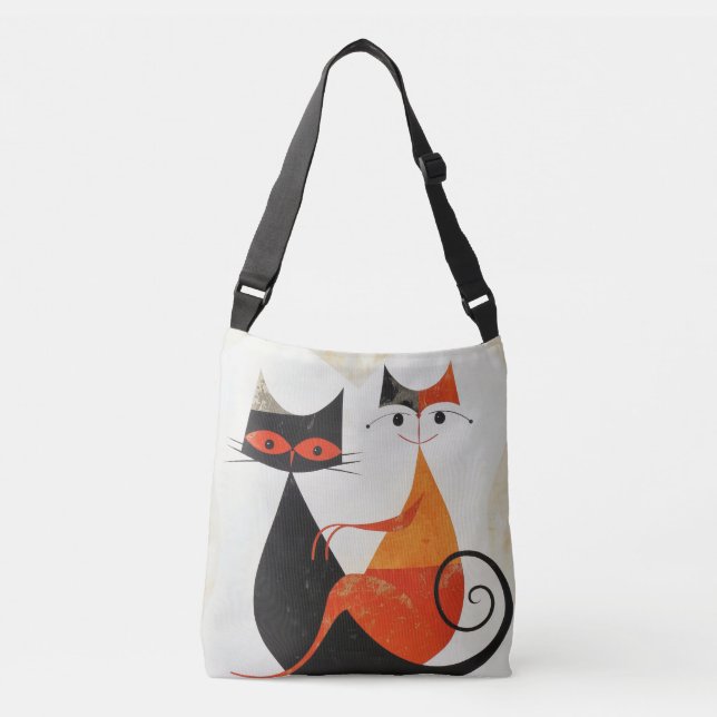 Sac Ajustable Imprimé Mid Century Art Cat Duo (Devant)