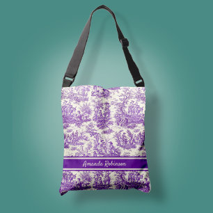 Sac Ajustable imprimé vintage violet toile de jouy