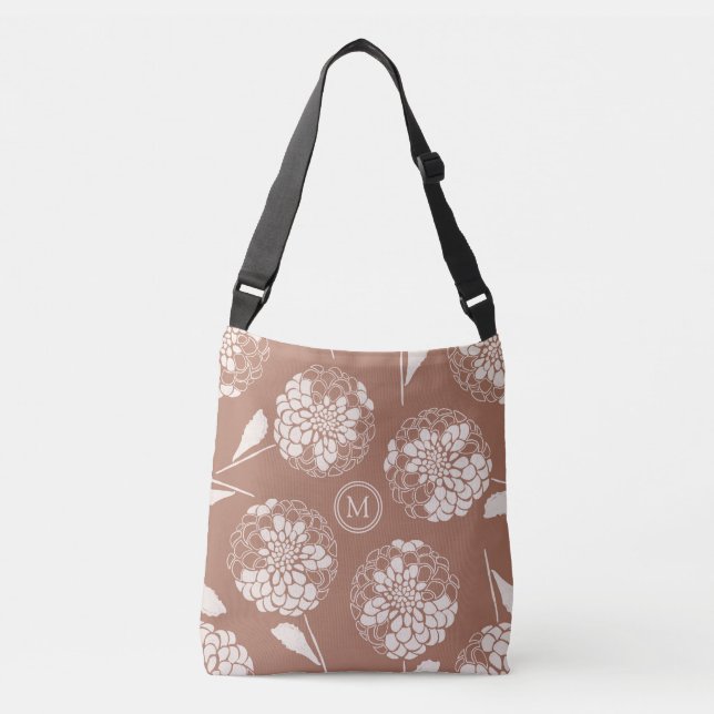 Sac Ajustable Imprimerie de bloc de dahlia marron mocha tendance (Devant)