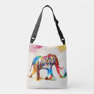 Sac Ajustable Inde Elephant Vintage voyage Love Aquarelle
