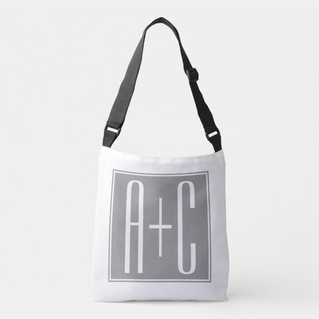 Sac Ajustable Initails ou Other Text | White & Grey (Devant)