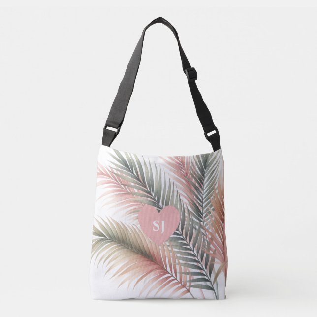 Sac Ajustable Initiales de feuilles de palmier tropicales  (Devant)