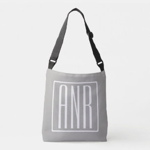Sac Ajustable Initiales Monogramme Blanc Sur Gris Clair