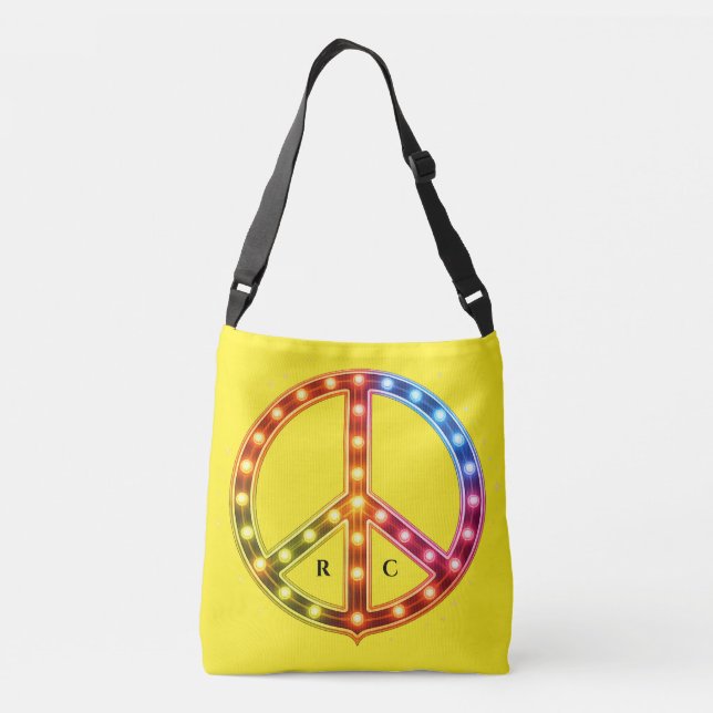 Sac Ajustable  Initials Neon Lights Peace Sign Double Sided  (Dos)