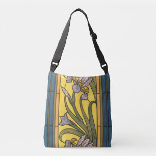 Sac Ajustable Iris Fleur Art Nouveau Vitrail Bleu Or