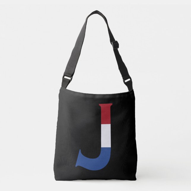 Sac Ajustable J Monogramme superposé sur NLD Flag sur bk cbcnt (Devant)