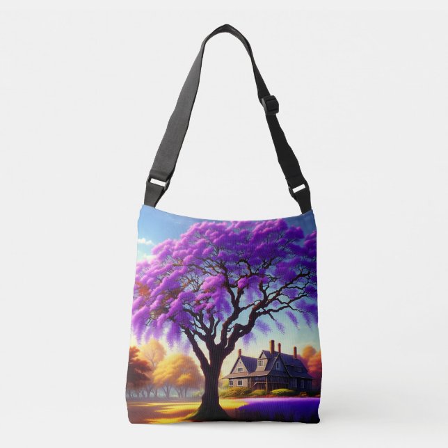 Sac Ajustable Jacaranda Tree Farm House, Crossbody Bag (Devant)