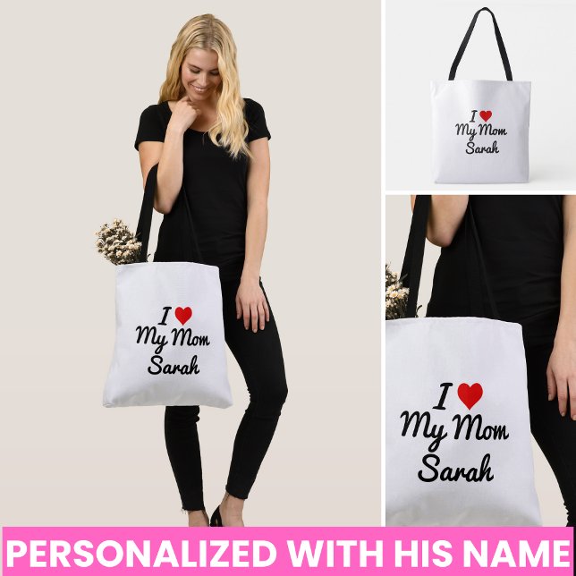 Sac Ajustable J'aime ma mère Créez votre propre nom de mère (I Love My Mom Create Your Own Mothers Name Bag)