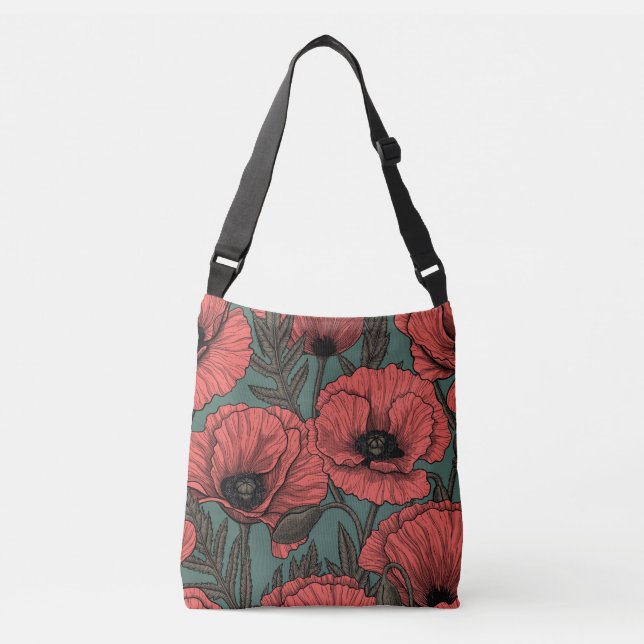 Sac Ajustable Jardin de coquelicot dans le corail, brun et vert  (Devant)