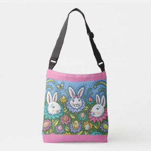 SAC AJUSTABLE JARDIN D'OEUFS DE PÂQUES BLANCS, FLEURS DE RABBIT 