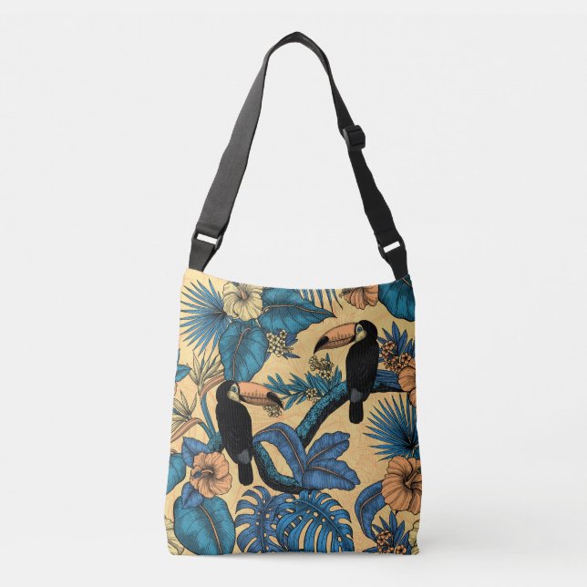 Sac Ajustable Jardin toucan en jaune et bleu (Devant)