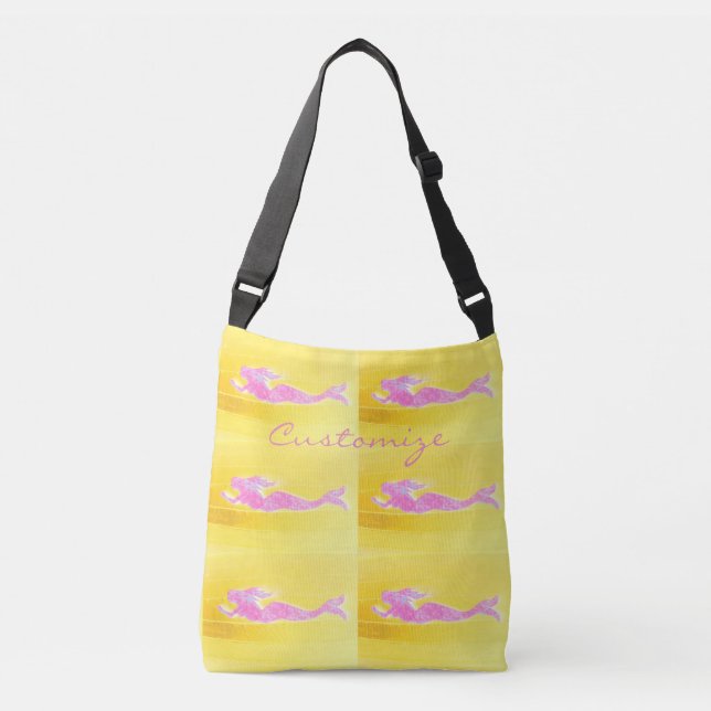 Sac Ajustable jaune rose de natation de sirènes (Devant)