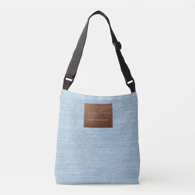 Sac Ajustable Jeans bleu moderne Texture Patch en cuir (Devant)