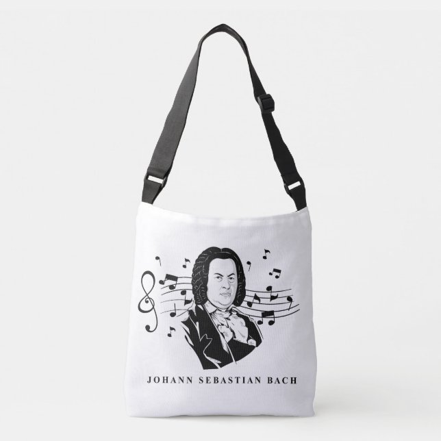 Sac Ajustable Johann Sebastian Bach Portrait et buste avec notes (Devant)