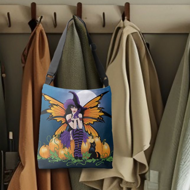 Sac Ajustable Joli citrouille de fée d'Halloween avec chat noir (Créateur téléchargé)