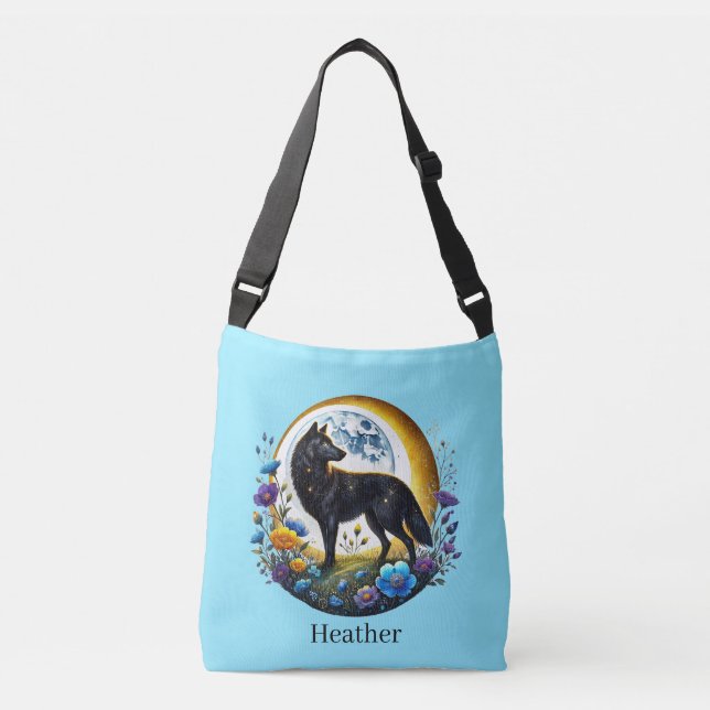 Sac Ajustable Joli loup saisonnier d'hiver ajouter nom  (Devant)