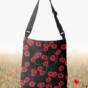 Sac Ajustable Joli Motif de coquelicot Rouge et noir Crossbody s