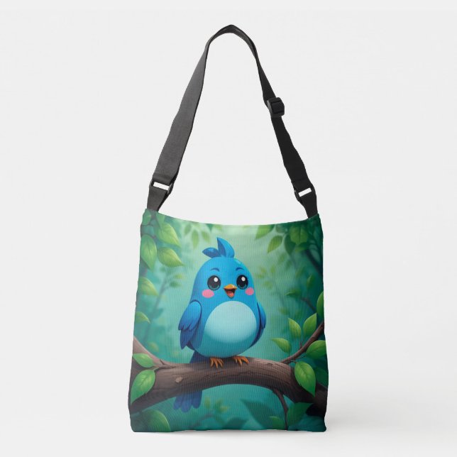 Sac Ajustable Joli Oiseau Bleu de Dessin Animé (Devant)