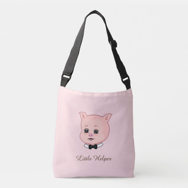 Sac Ajustable Joli petit cochon sur fond rose clair (Devant)