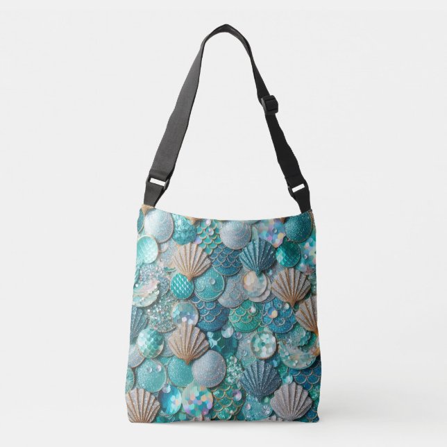 Sac Ajustable Joli Turquoise Fsirène Impression Et Coques Motif (Devant)