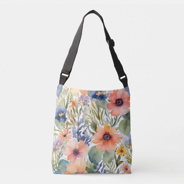 Sac Ajustable Jolie aquarelle Rose Fleurs (Devant)