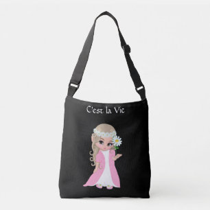 Sac Ajustable Jolie fée avec des fleurs sur fond noir