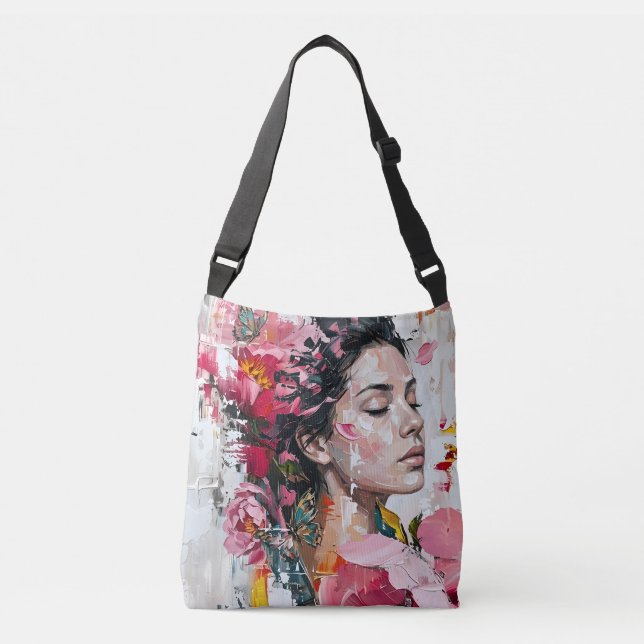Sac Ajustable Jolie Femme Fleur Rose (Devant)
