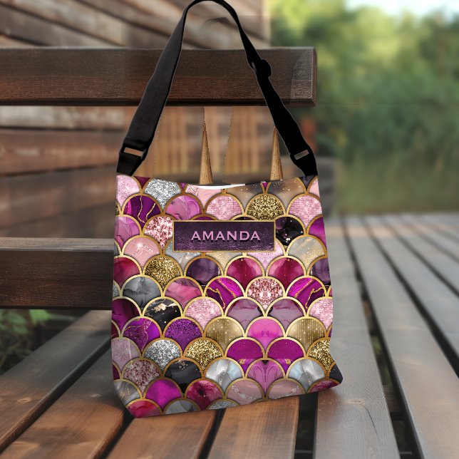 Sac Ajustable Jolies écailles de sirène rose chaud doré féminin (Créateur téléchargé)