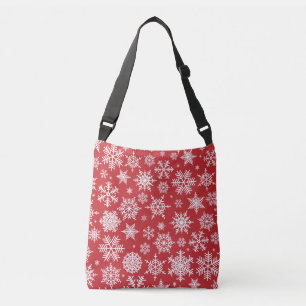 Sac Ajustable Jolies flocons de neige sur arrière - plan rouge
