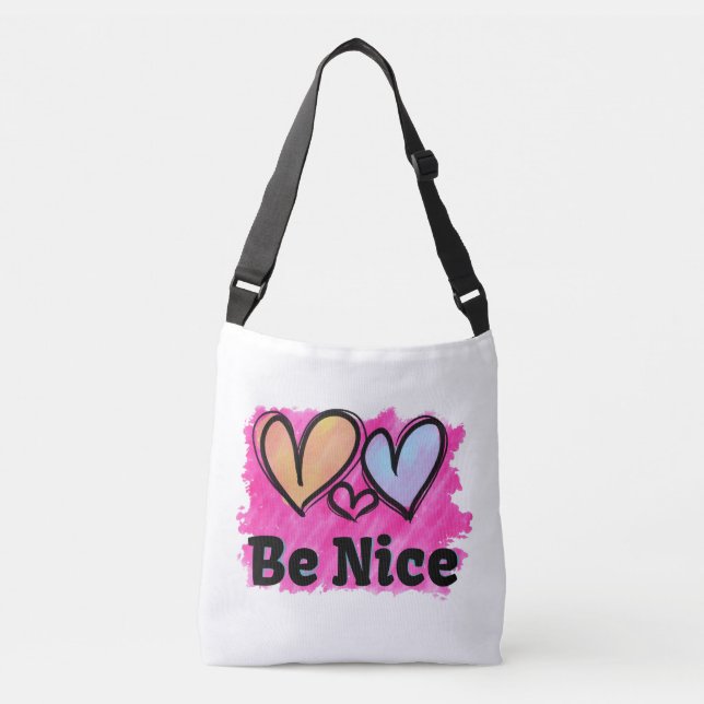 Sac Ajustable Jolis cœurs aquarelle sois gentil (Devant)