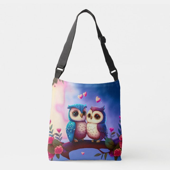 Sac Ajustable Jolis hiboux coeurs artwork inspiré de la Saint-Va (Devant)