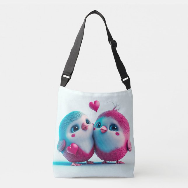 Sac Ajustable Jolis oiseaux aiment les cœurs, œuvre d'art inspir (Devant)