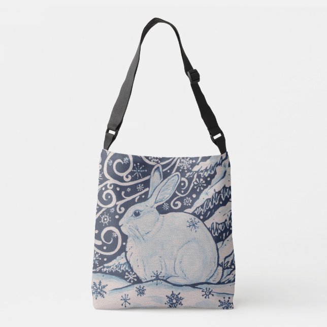 Sac Ajustable Jour d'hiver Rabbit Bleu Blanc Marine Fourre-tout  (Dos)