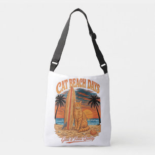 Sac Ajustable Jours de plage pour chats Surf rétro Tabby orange