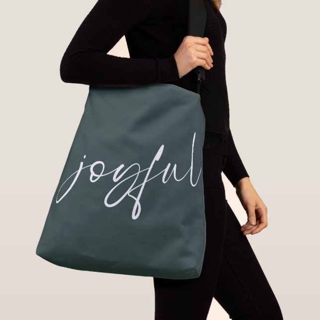 Sac Ajustable Joyeuse calligraphie moderne vert foncé (De près)