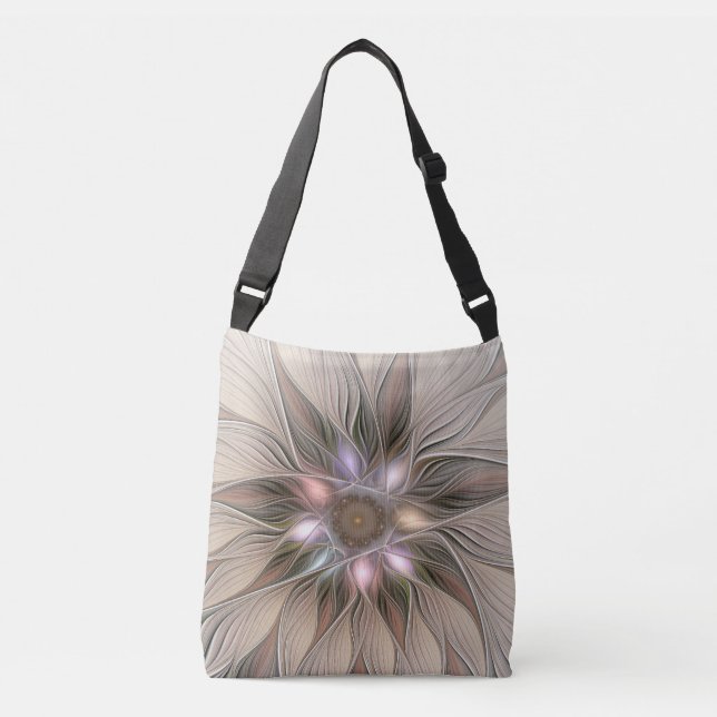 Sac Ajustable Joyeuse Fleur Abstrait Beige Brown Floral Fractal (Devant)