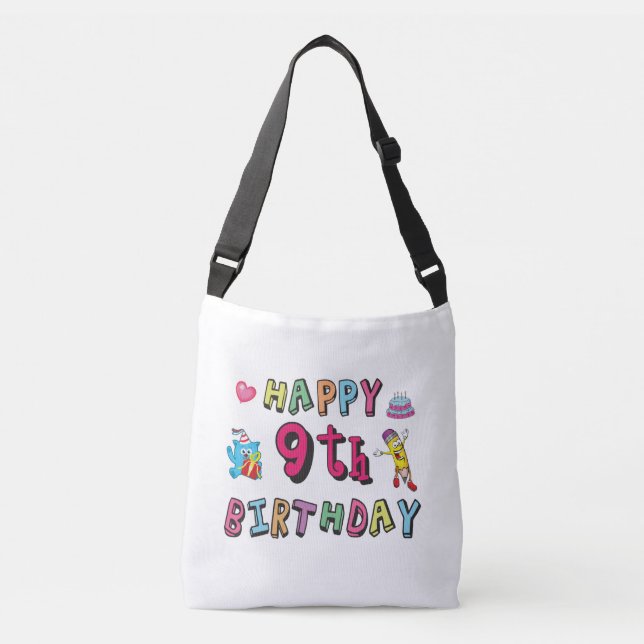 Sac Ajustable Joyeux 9e anniversaire pour les enfants de 9 ans (Devant)