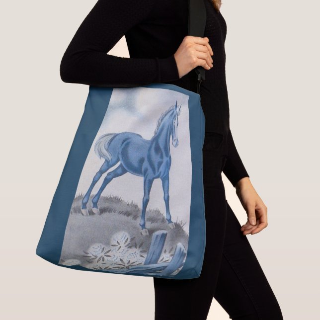 Sac Ajustable joyeux cheval en bleu (De près)