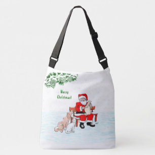 Sac Ajustable Joyeux Noël! Père Noël avec chat et chien