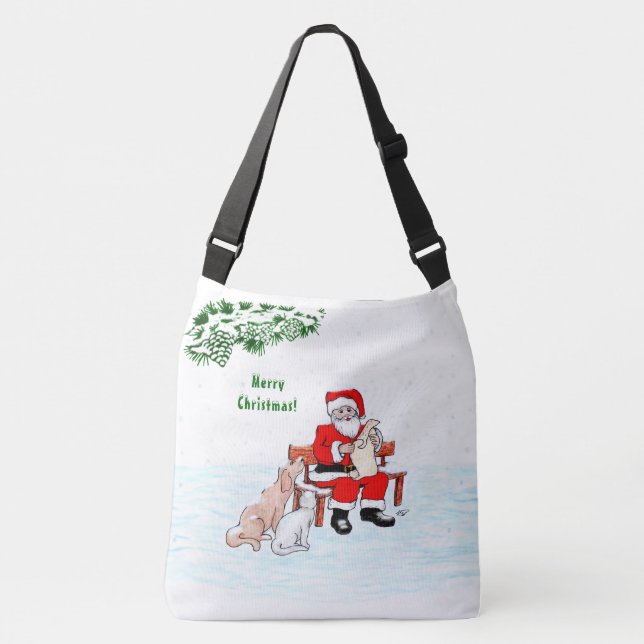 Sac Ajustable Joyeux Noël! Père Noël avec chat et chien (Devant)