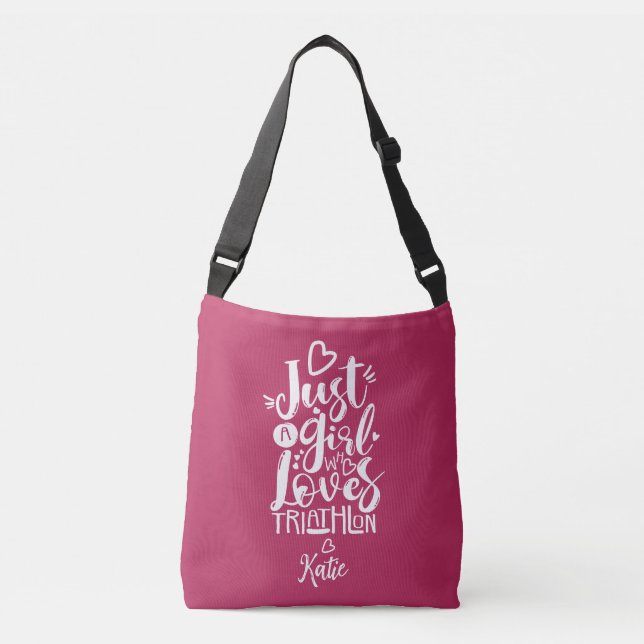 Sac Ajustable Juste une fille Cool Magenta et blanc Triathlon  (Devant)