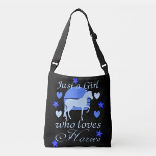 Sac Ajustable Juste une fille qui aime les chevaux en bleu