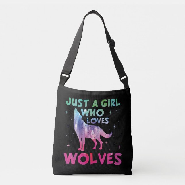 Sac Ajustable Juste une fille qui aime les loups aquarelle (Devant)